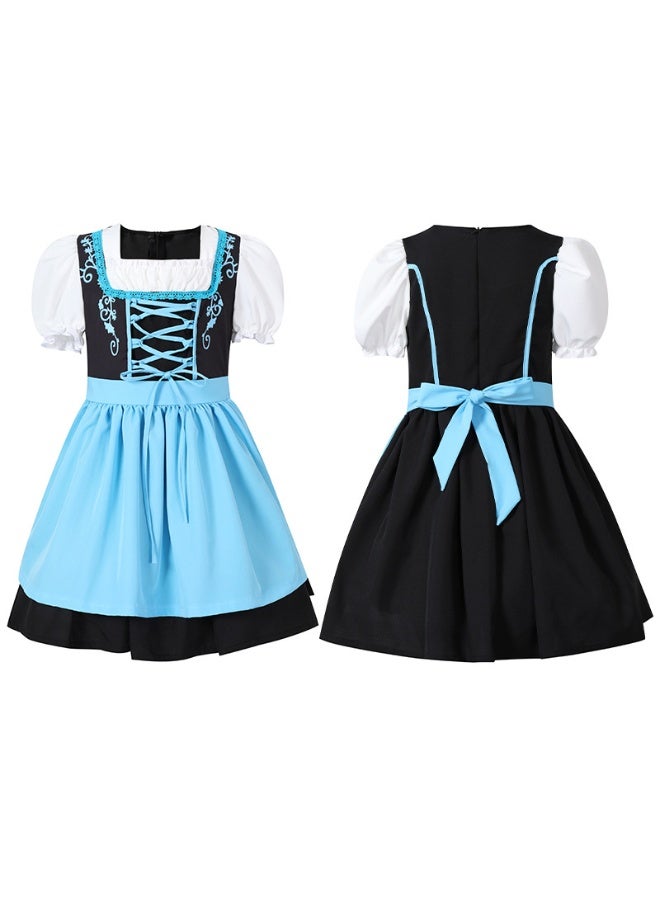 NIBEMINENT German Oktoberfest Dirndl Dress for Girls | Traditional Bavarian Costume Set with Apron | 2-Piece Beer Festival Outfit for Halloween, Cosplay, Themed Parties (Ages 3-16 Years) - Image 1